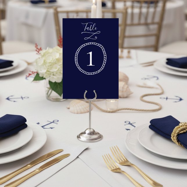 Tarjeta De Mesa Boda azul de la Marina de Guerra Náutica Moderna (Subido por el creador)