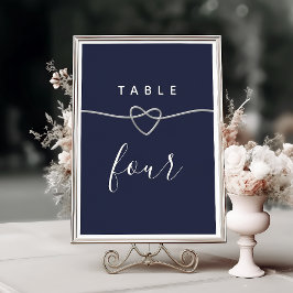 Tarjeta De Mesa Boda azul de la Marina de moda