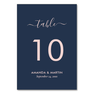 Tarjeta De Mesa Boda Azul de Rubor y Marina