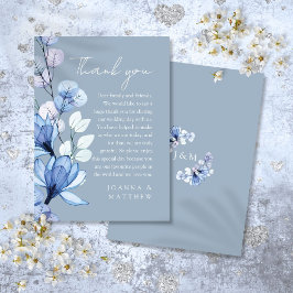 Tarjeta De Mesa Boda Azul Dusto Floral Transparente Gracias