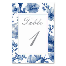 Tarjeta De Mesa Boda azul marino y plata
