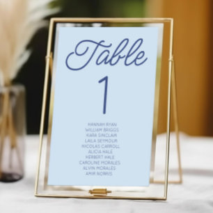 Tarjeta De Mesa Boda Azul Minimalista Moderna Minimalista