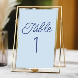 Tarjeta De Mesa Boda Azul Minimalista Moderna Minimalista