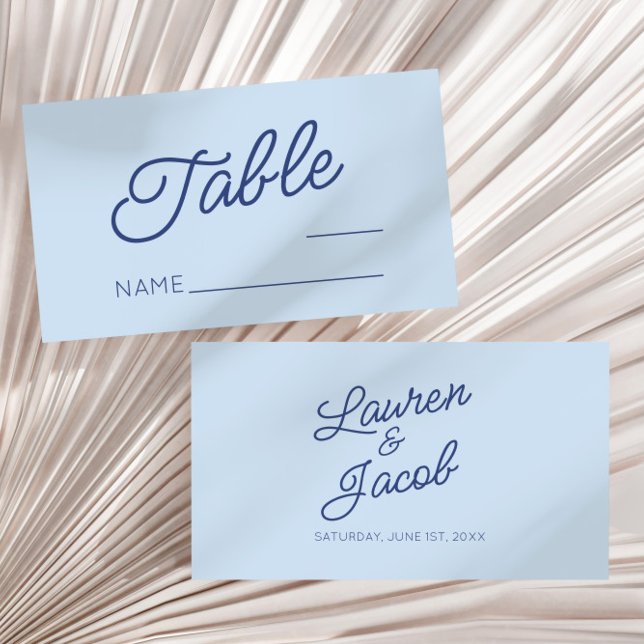 Tarjeta De Mesa Boda Azul Minimalista Moderna Minimalista (Subido por el creador)