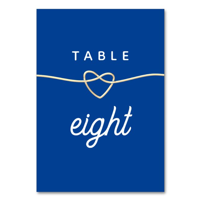 Tarjeta De Mesa Boda azul moderno (Anverso)