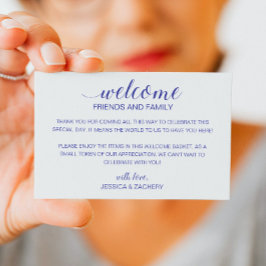 Tarjeta De Mesa Boda azul moderno Bienvenida Cesta de bolsa de reg