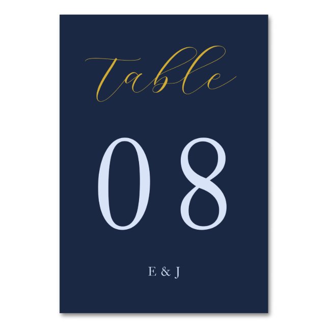 Tarjeta De Mesa Boda azul opulento (Anverso)