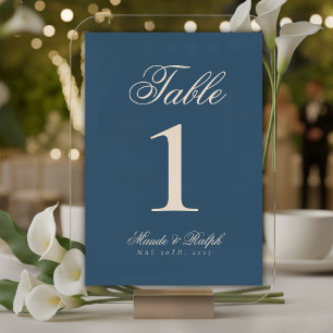 Tarjeta De Mesa Boda azul Pacífico de dinero antiguo simple y mode