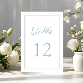 Tarjeta De Mesa Boda Azul Polvo Moderna y Elegante