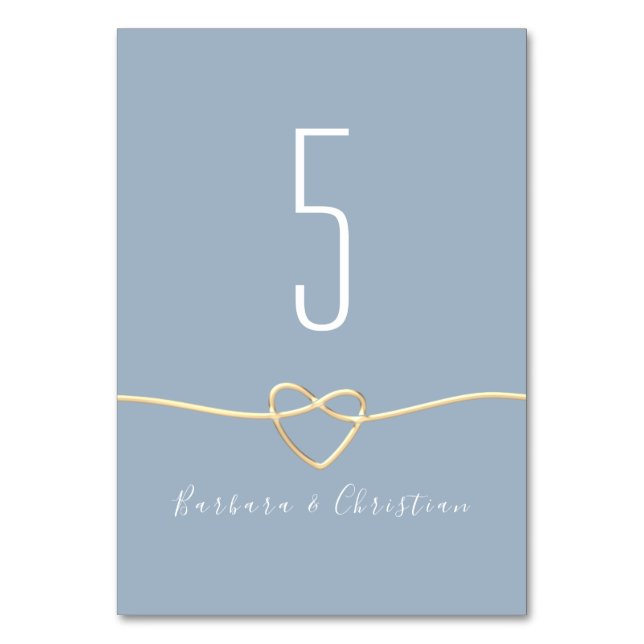 Tarjeta De Mesa Boda Azul Polvoriento (Anverso)