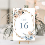 Tarjeta De Mesa boda azul polvoriento<br><div class="desc">número de tabla boda floral azul boho polvoriento.</div>