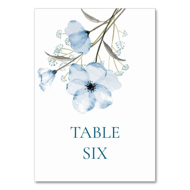 Tarjeta De Mesa Boda Azul Polvoriento Chic Elegante Moderno (Reverso)