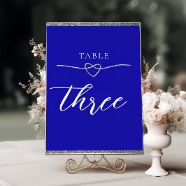 Tarjeta De Mesa Boda azul real plateado