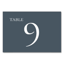 Tarjeta De Mesa Boda azul simple y elegante silenciada