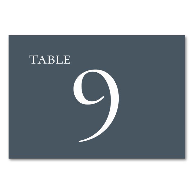 Tarjeta De Mesa Boda azul simple y elegante silenciada (Anverso)