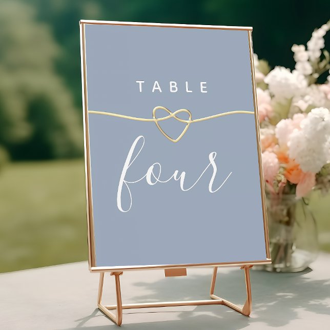 Tarjeta De Mesa Boda azul turbio número de tabla con corazón (Subido por el creador)