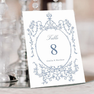 Tarjeta De Mesa Boda azul turbulento del marco del jardín floral c