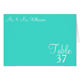 Tarjeta de mesa Boda azul turquesa Sunset Heart