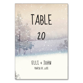 Tarjeta De Mesa Boda azul y blanco de invierno