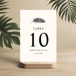 Tarjeta De Mesa Boda Bahia Minimal Palm Leaf<br><div class="desc">Estas elegantes y sencillas tarjetas de boda cuentan con una hoja de palma dibujada a mano en negro sobre un fondo blanco roto (el color se puede personalizar si se desea). Fácil de personalizar para tu boda u otra ocasión especial inspirada en la playa o tropical.</div>