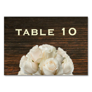 Tarjeta de mesa Boda Barn Wood & White Roses