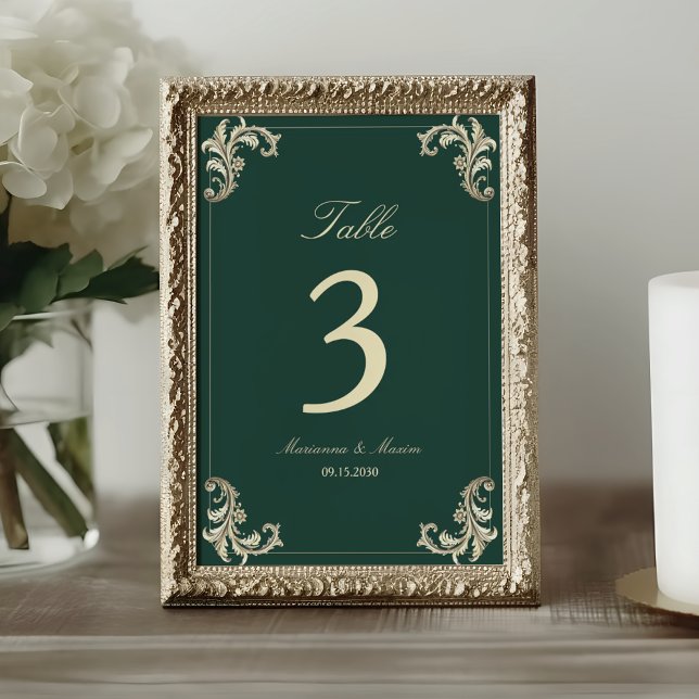 Tarjeta De Mesa Boda Barroca de Oro Verde Esmeralda (Subido por el creador)