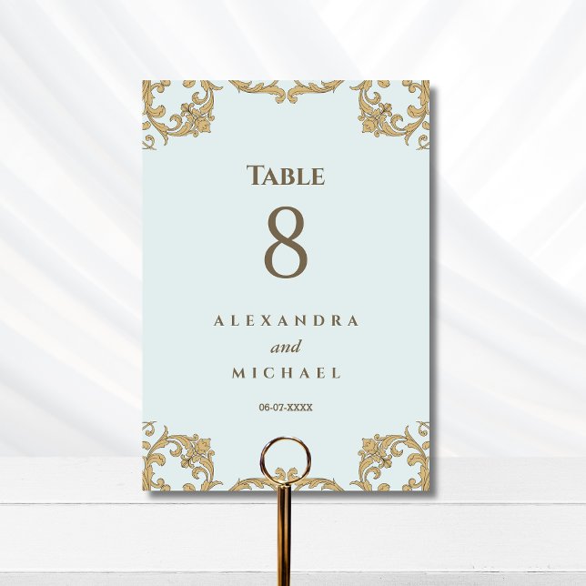 Tarjeta De Mesa Boda Barroco Ornate Elegante Azul (Subido por el creador)