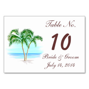 Tarjeta De Mesa Boda Beach And Palm Trees