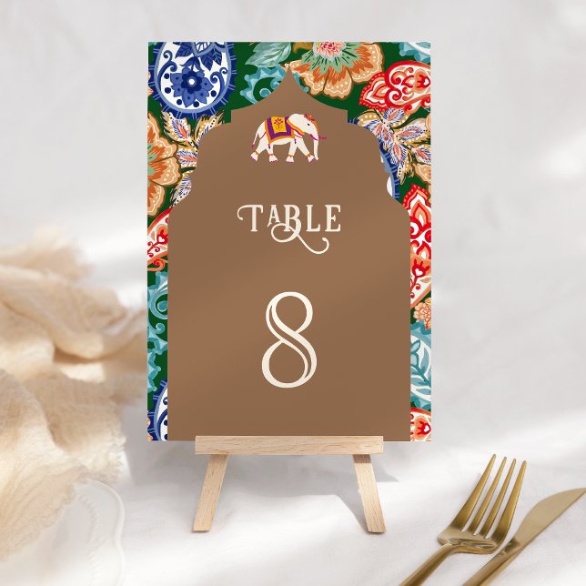 Tarjeta De Mesa Boda Beige del Elefante de Arte Popular Indio (Subido por el creador)