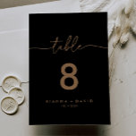 Tarjeta De Mesa Boda Black Gold Classic<br><div class="desc">Este boda clásico de oro negro es perfecto para un boda moderno. El diseño,  sencillo y elegante,  presenta una tipografía de escritura clásica y elegante en oro. Este es un número de tabla de doble cara. Agregue cada número de tabla que necesite a su carrito individualmente.</div>