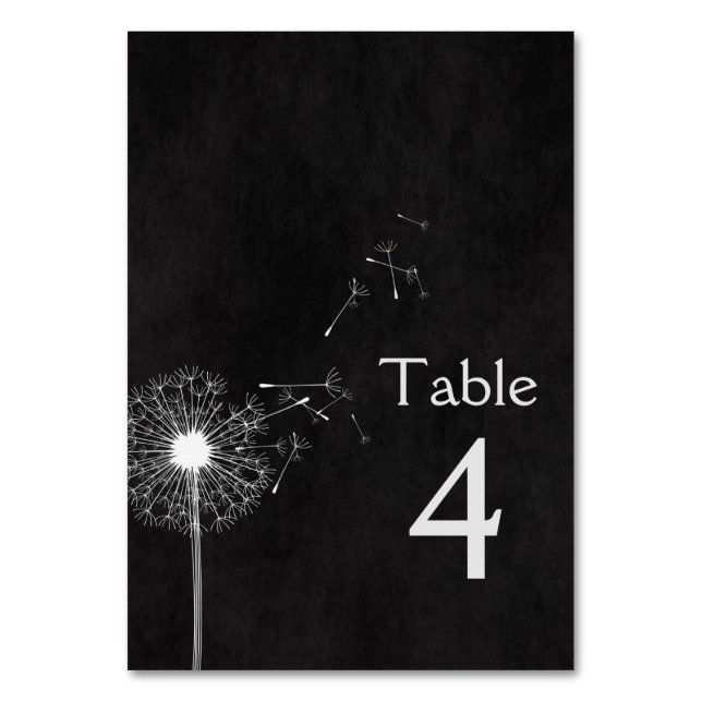 Tarjeta De Mesa Boda blanca Dandelion (Anverso)