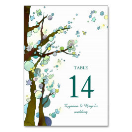 Tarjeta De Mesa Boda blanco de árboles forestales