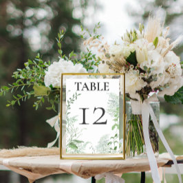 Tarjeta De Mesa Boda blanco del follaje verde feroz ruso