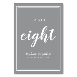 Tarjeta De Mesa Boda Blanco Gris Mesa Simple Moderna Ocho