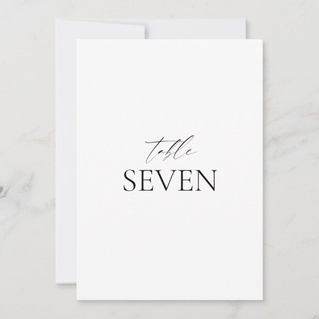 Tarjeta de mesa Boda blanco negro clásico elegante (Anverso)