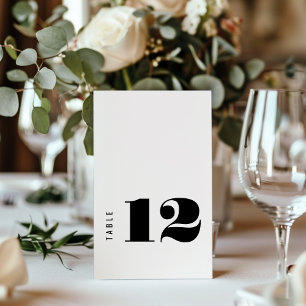 Tarjeta De Mesa Boda blanco negro contemporáneo en negrita