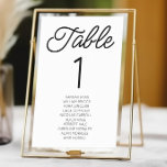 Tarjeta De Mesa Boda blanco negro Minimalista moderno mínimo<br><div class="desc">¡Este es un número de tabla Minimalista mínimo moderno de Boda blanco negro con nombres!</div>