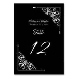 Tarjeta De Mesa Boda blanco negro moderno