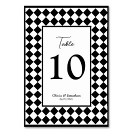 Tarjeta De Mesa Boda blanco negro simple y moderno