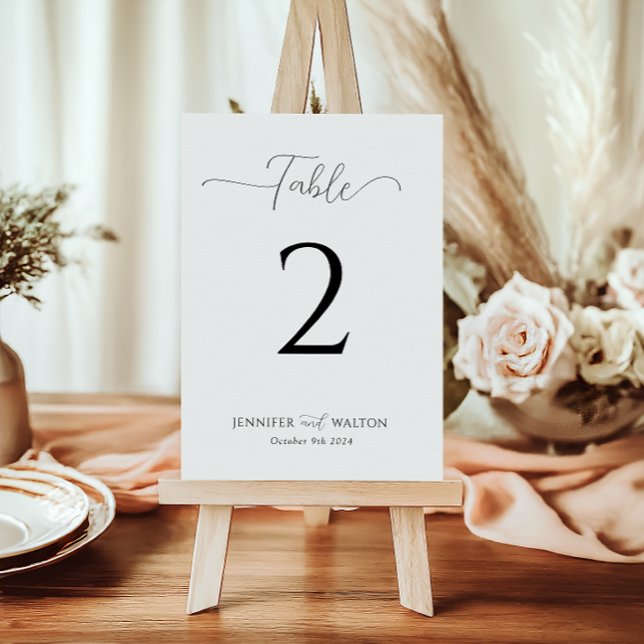 Tarjeta De Mesa Boda blanco simple y elegante (Subido por el creador)