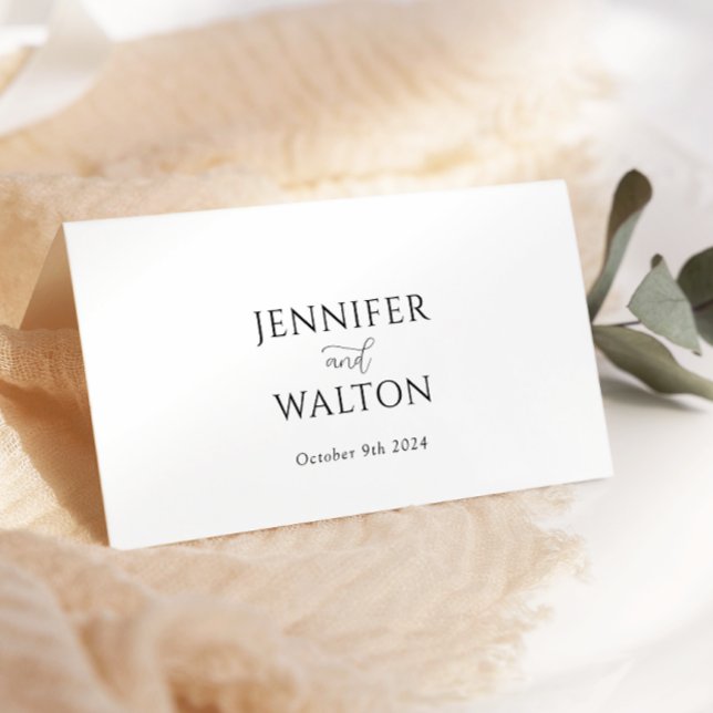 Tarjeta De Mesa Boda blanco simple y elegante (Subido por el creador)