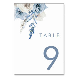 Tarjeta De Mesa Boda blanco y azul turbio moderno