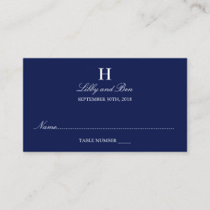 Tarjeta De Mesa Boda blanco y naval de moda