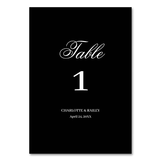 Tarjeta De Mesa Boda blanco y negro (Anverso)
