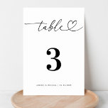 Tarjeta De Mesa Boda blanco y negro con guiones minimalistas del c<br><div class="desc">Este elegante número de mesa sería una gran adición a su celebración boda. Añade fácilmente tus propios detalles haciendo clic en la opción "personalizar". 🌸 NOTA: El tamaño de esta tarjeta es de 3, 5" x 5". Si desea un tamaño mayor, por favor contáctame antes de 💖 su compra. 📨...</div>