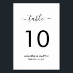 Tarjeta De Mesa Boda blanco y negro de escritura moderna<br><div class="desc">Elegante tarjeta de número de tabla boda en blanco y negro con un tipo de letra de guión moderno. Elementos coincidentes disponibles.</div>