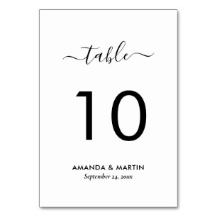 Tarjeta De Mesa Boda blanco y negro de escritura moderna