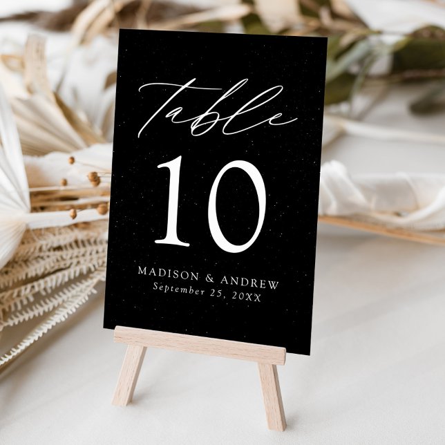 Tarjeta De Mesa Boda blanco y negro elegante moderno (Subido por el creador)