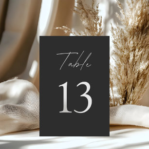 Tarjeta De Mesa Boda blanco y negro minimalista