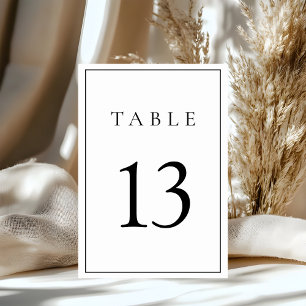 Tarjeta De Mesa Boda blanco y negro minimalista